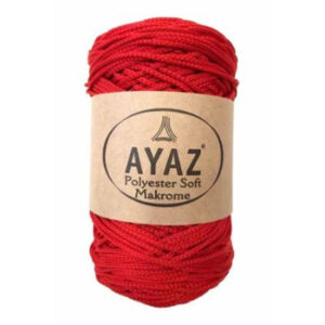 Ayaz Polyester Soft makrame konac od 3mm u crvenoj boji sa šifrom 1207