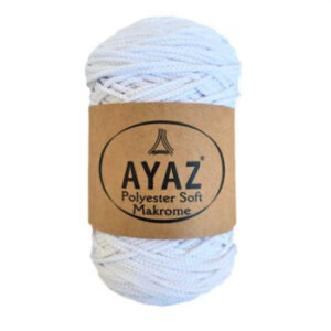 Ayaz Polyester Soft makrame konac od 3mm u beloj boji sa šifrom 1208