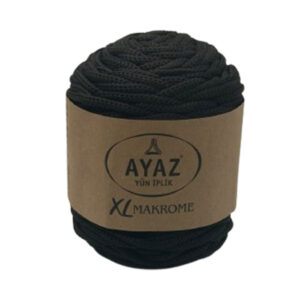 Makrame konac Poliester 5mm AYAZ XL 1217 crna boja za heklanje i pletenje ruksaka i torbi Pozamanterija Glamur