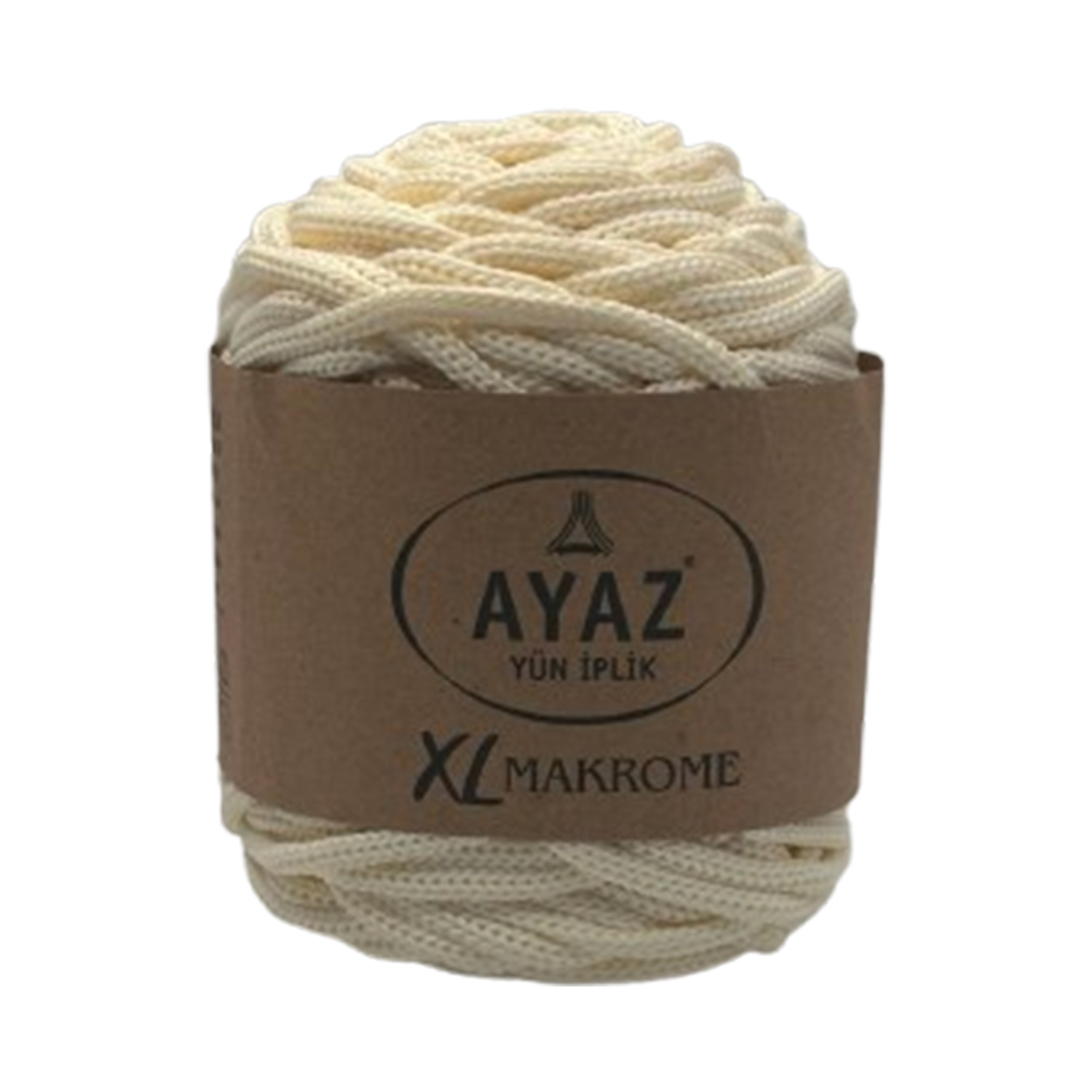 Makrame konac Poliester 5mm AYAZ XL 1300 mlečno bela boja za heklanje i pletenje torbi pozamanterija glamur